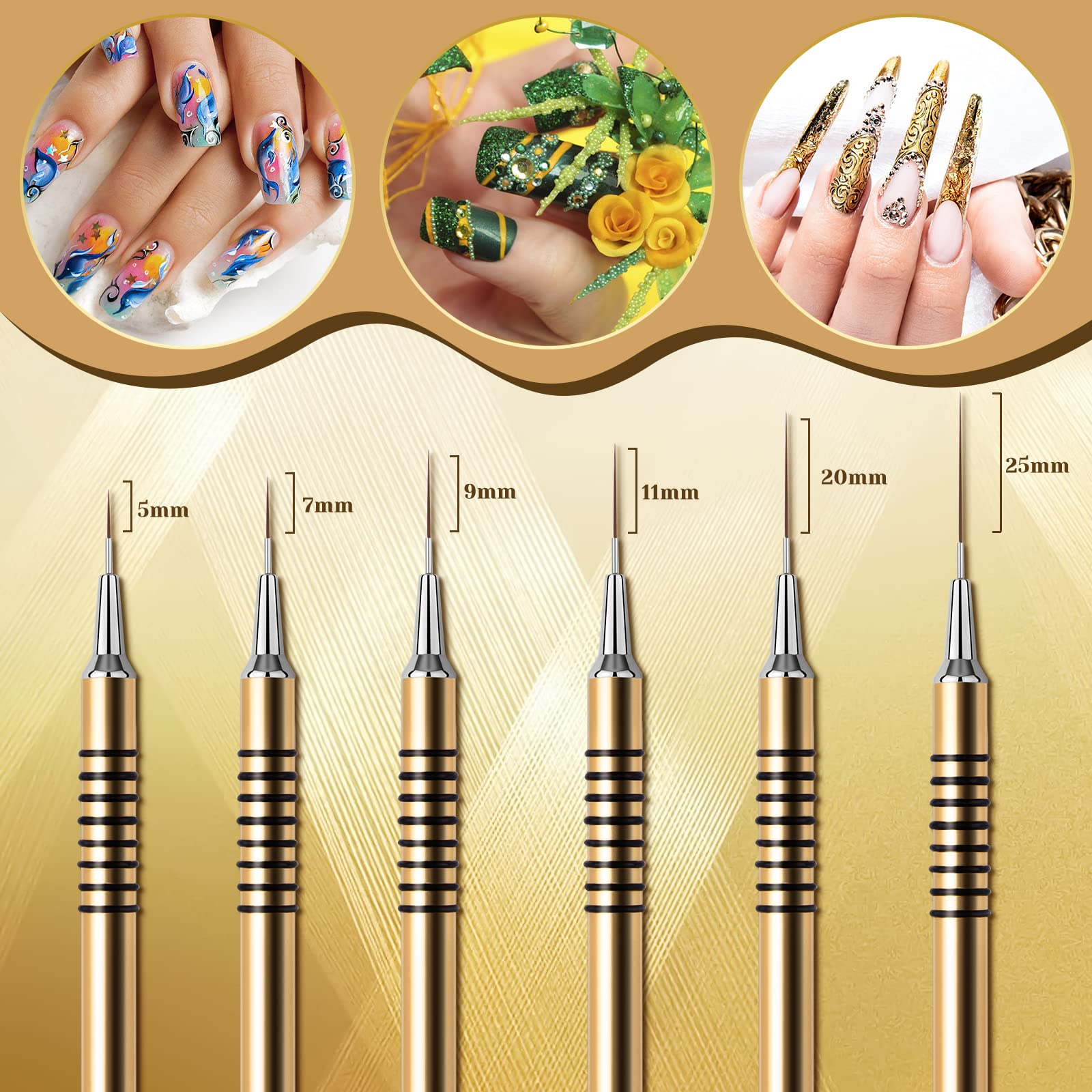 Brosse Giifnonnt pour traits fins sur ongles, lignes nettes et précises.