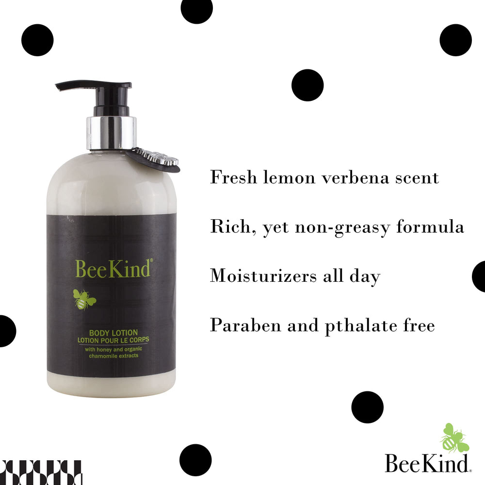 Bouteille BeeKind avec parfum miel-verveine, vue élégante