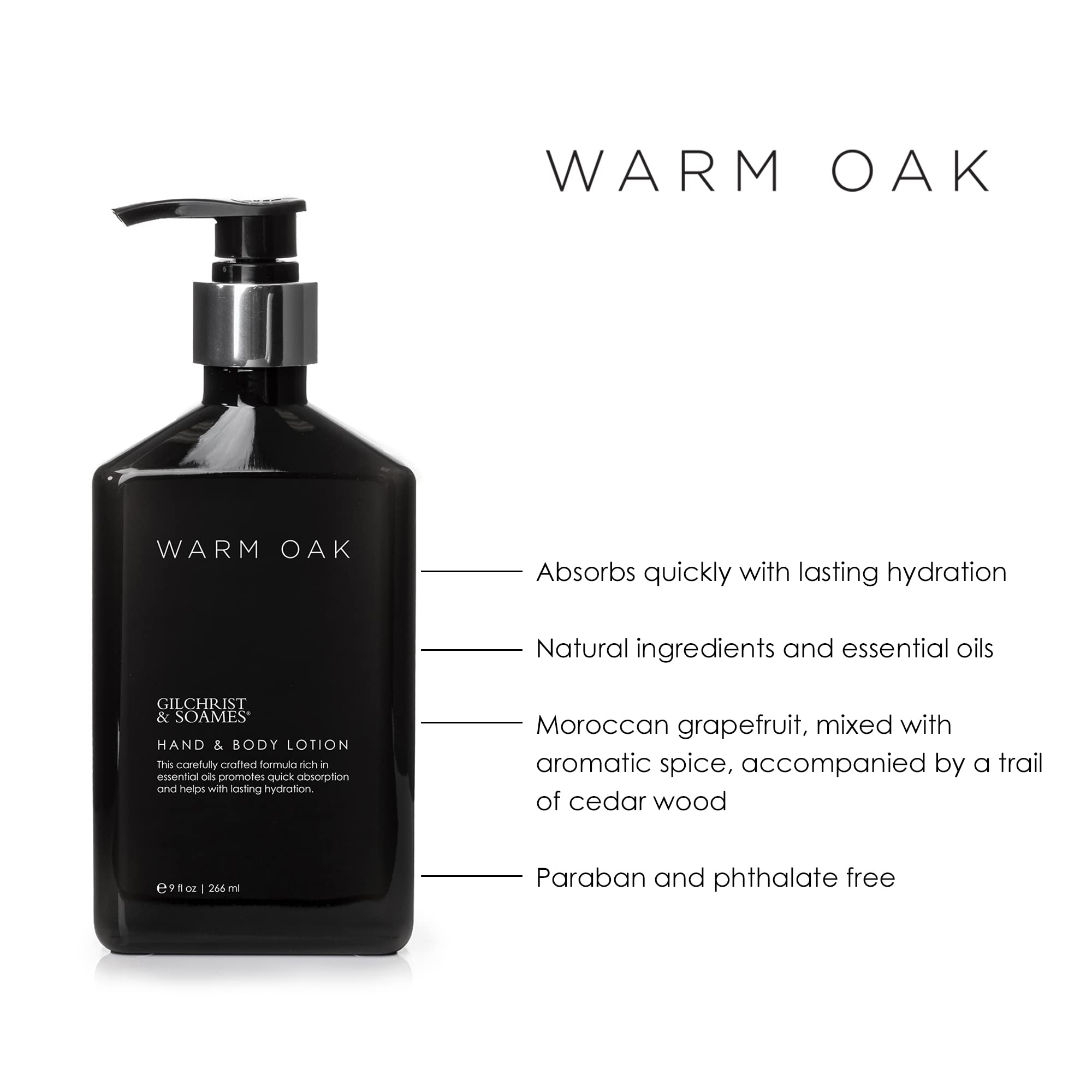 Gilchrist & Soames Warm Oak – crème mains et corps, texture légère pour absorption rapide.