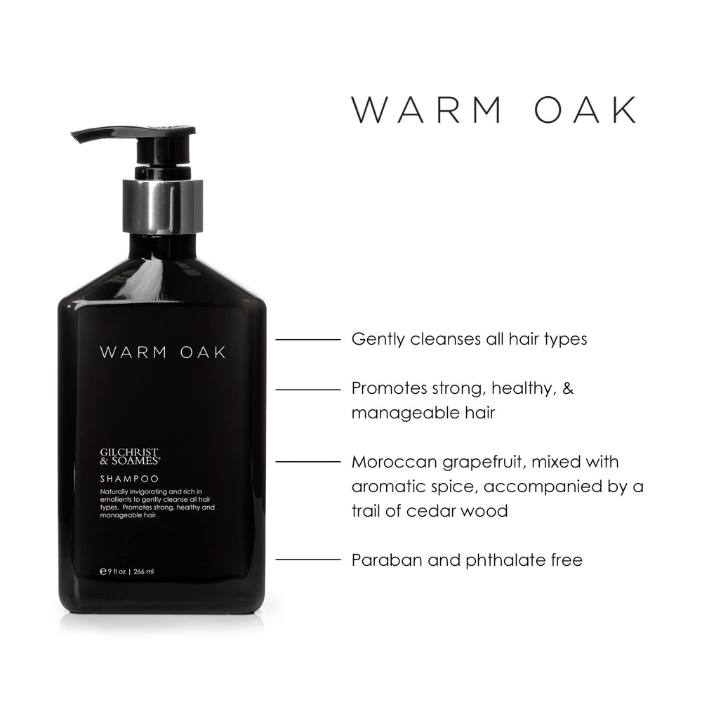Gilchrist & Soames Warm Oak Shampoo, mousse riche nettoie en douceur