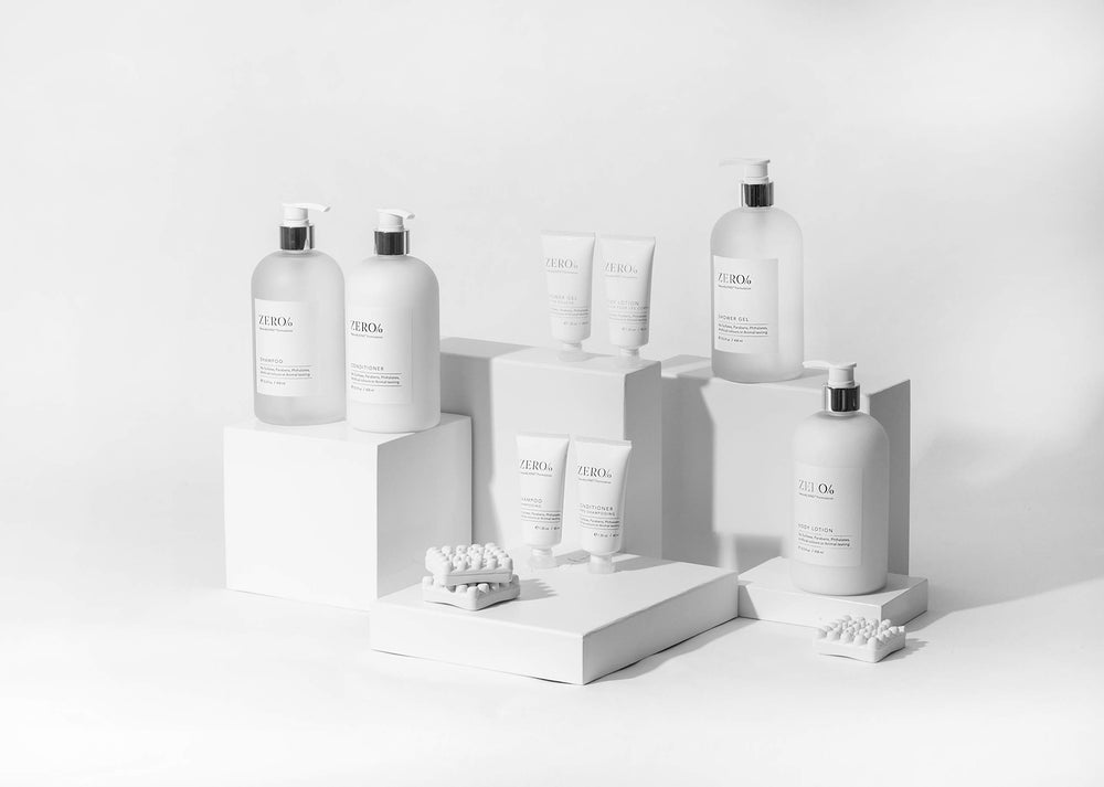 Gilchrist & Soames Zero% Shampoo, présentation soignée, expérience spa à domicile lors du lavage.