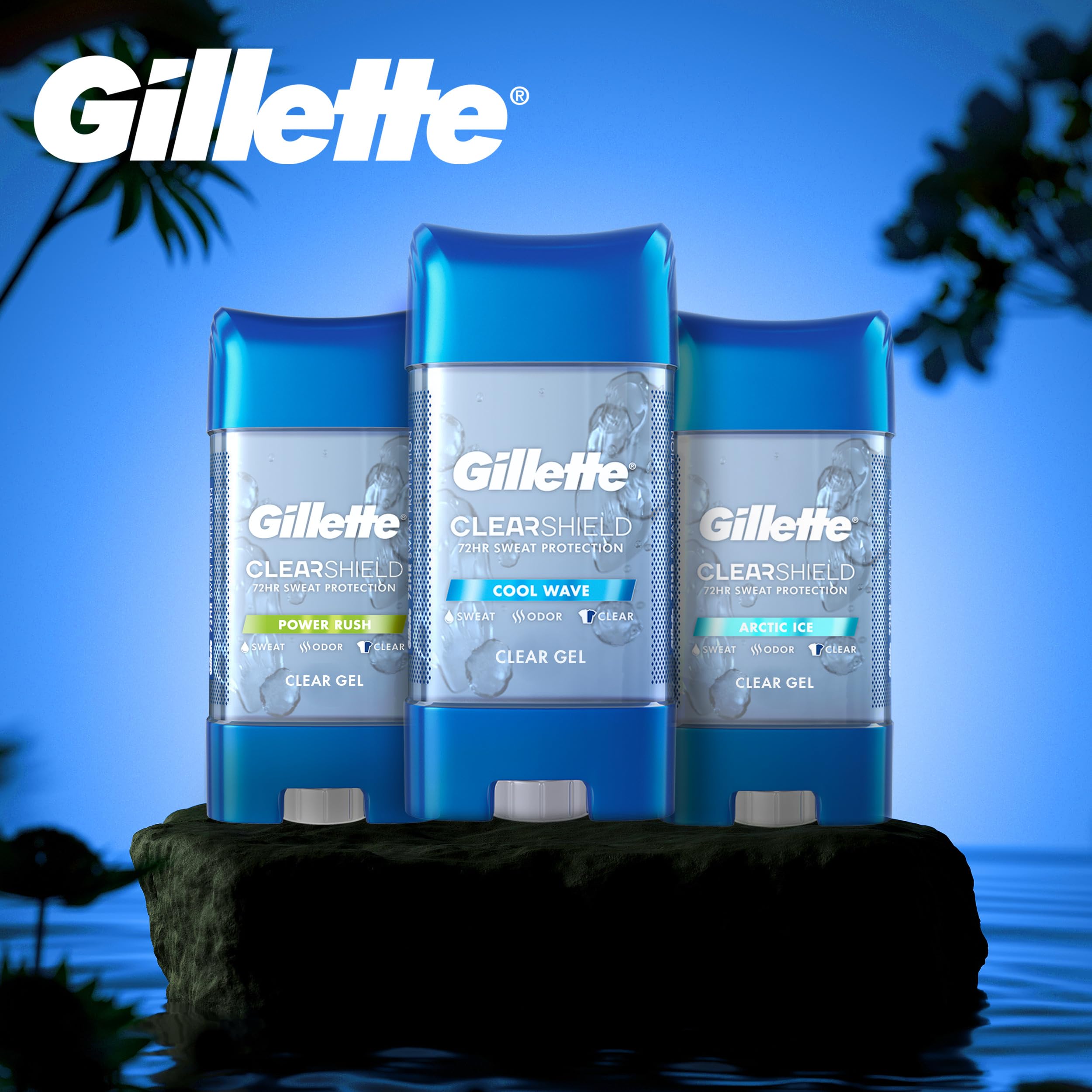 Gel clair Gillette au parfum frais arctique pour une fraîcheur durable.