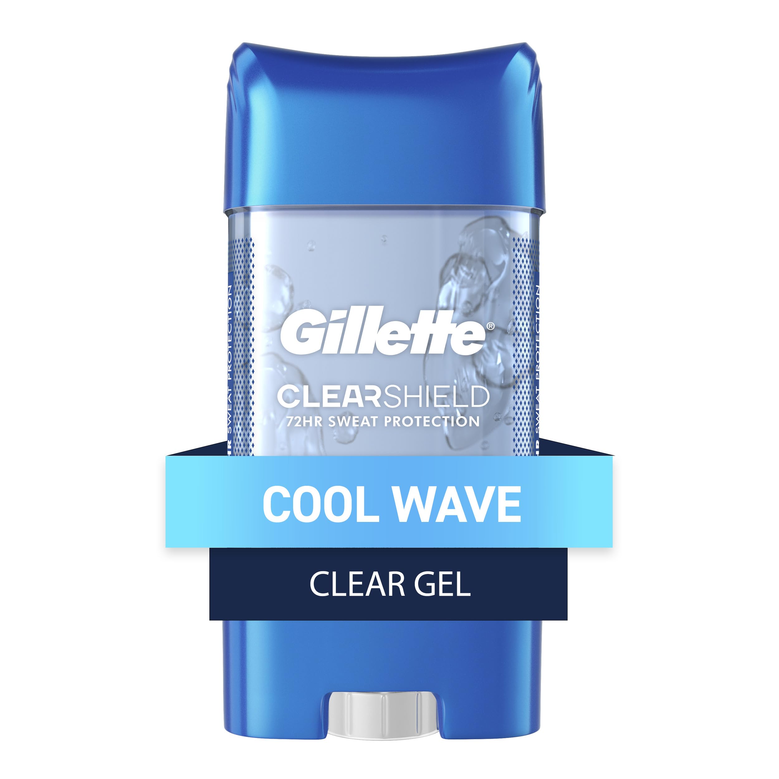 Gillette Gel clair montre protection triple et fraîcheur durable toute la journée.