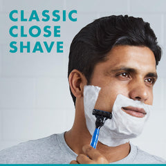 Gillette Mach3 vue arrière montrant le packaging et les détails du produit.