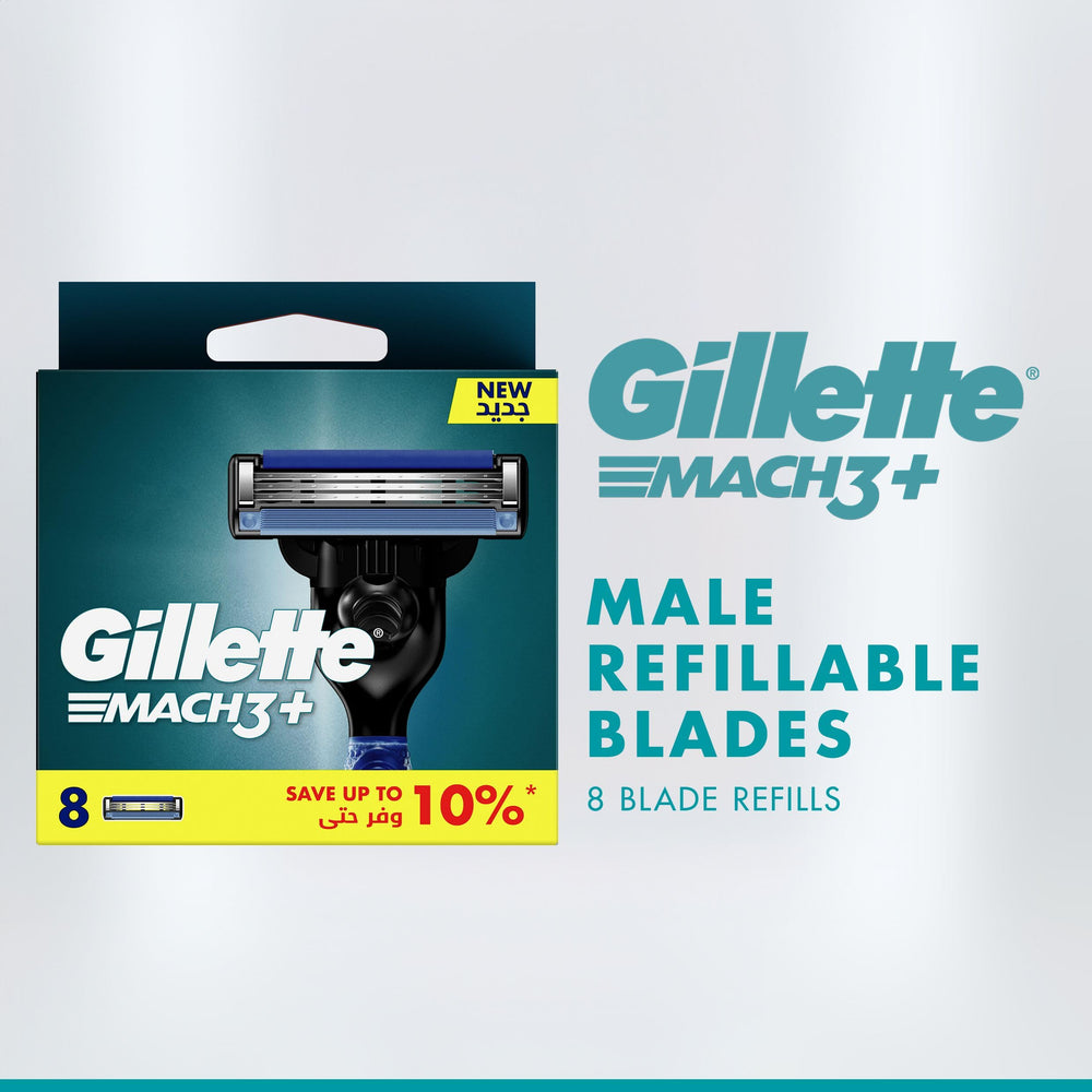 Gillette Mach3 vue avant montrant les lames et le packaging pour rasage précis.