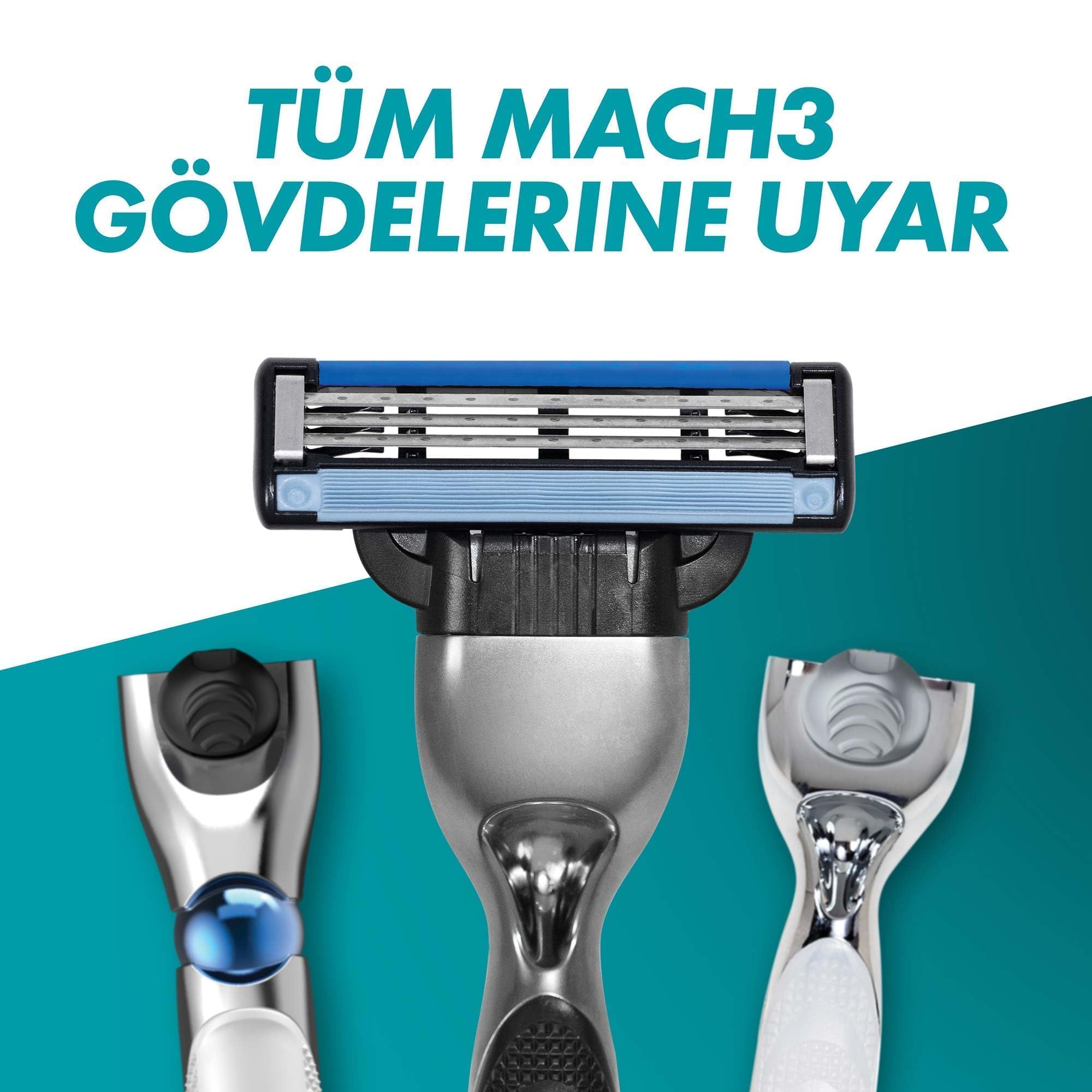 Gillette Mach3 pack prêt à l’emploi avec quatre cartouches.