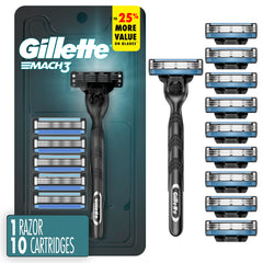 Rasoir Gillette Mach3 avec manche ergonomique pour une prise en main sûre.