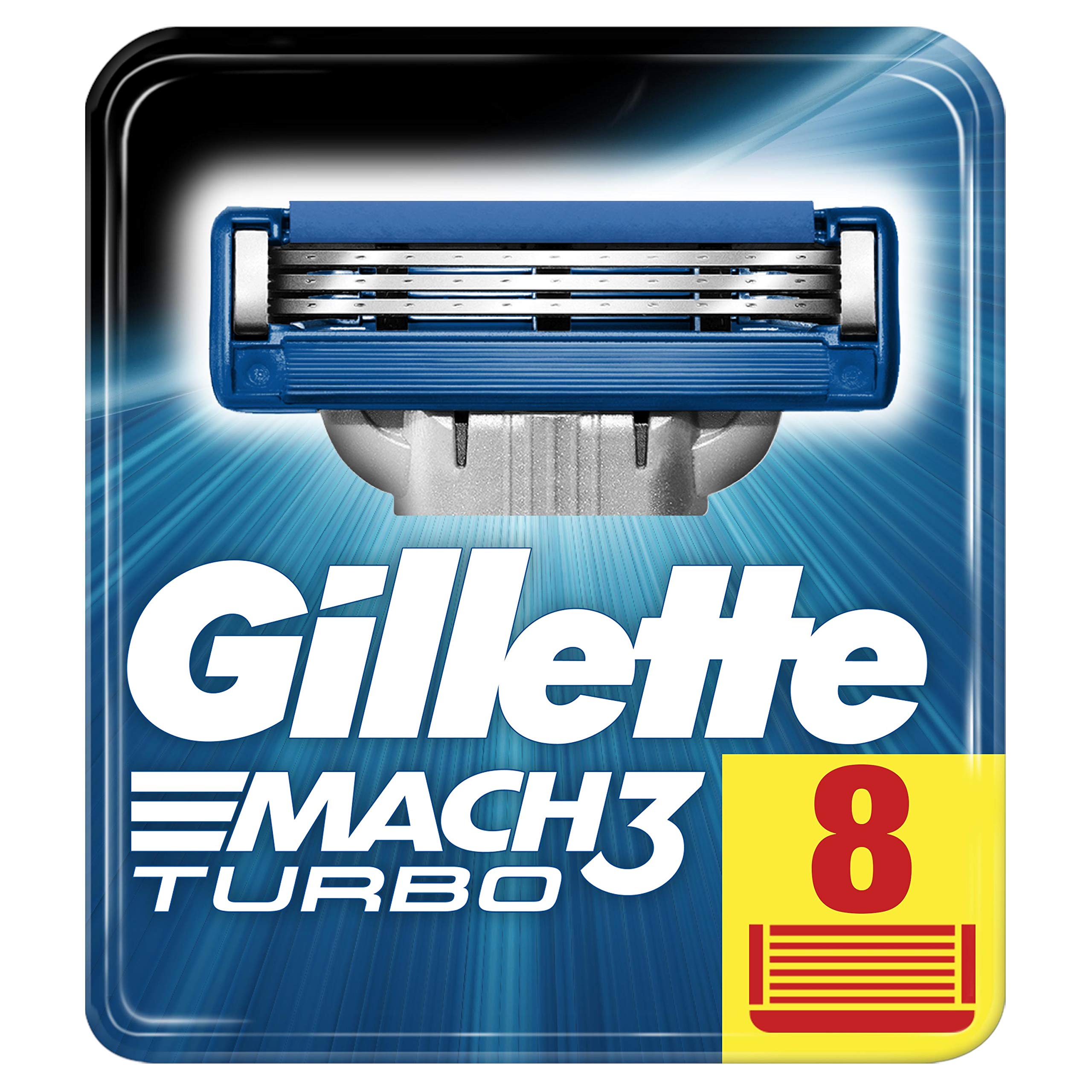 Gillette Mach3 Turbo avec lames DuraComfort pour un rasage fluide et précis.