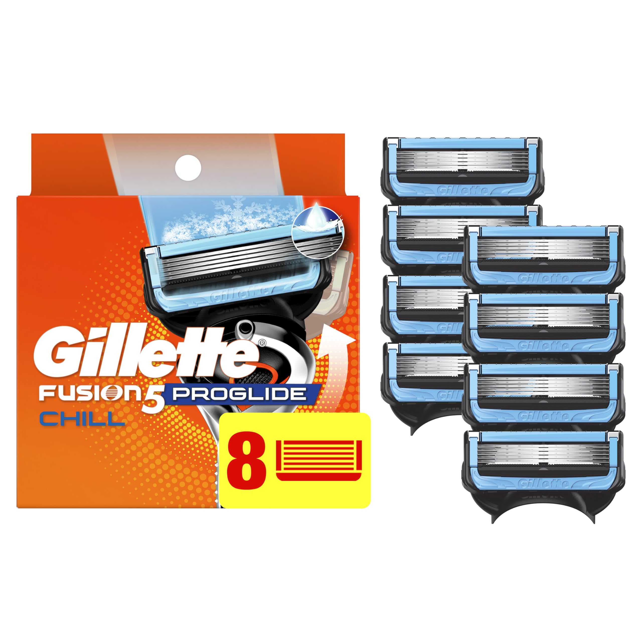 Cartouches Gillette ProGlide Chill avec 8 lames pour un rasage précis et confortable