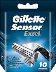 Gillette Sensor Excel cartouches en emballage, polyvalentes pour le rasage quotidien.