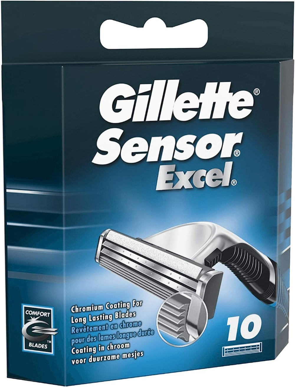 Lames jumelées auto-ajustables du Gillette Sensor Excel pour une coupe confortable.