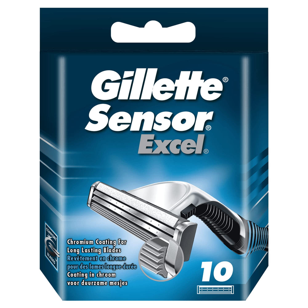 Gillette Sensor Excel: paquet de 10 lames pour un rasage précis et confortable.