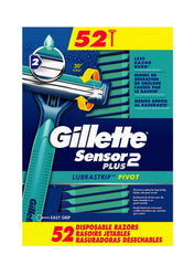 Gillette Sensor2 Plus rasoir jetable 52-pack, lames doubles offrant un confort durable.