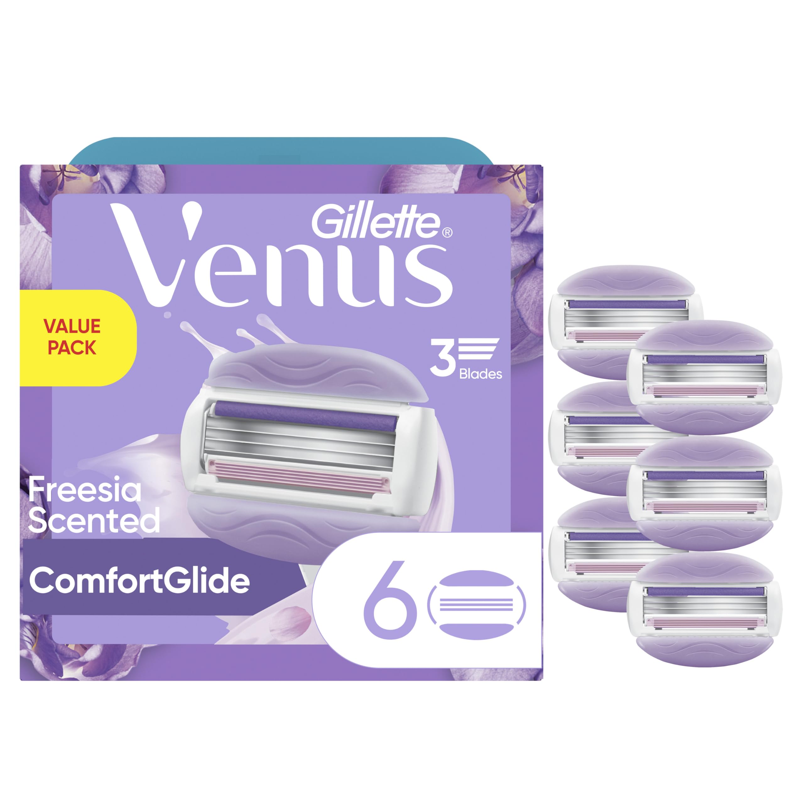Gillette Venus ComfortGlide Freesia avec barres gel 2 en 1, rasage pratique.