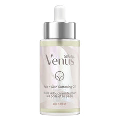 Gillette Venus huile adoucissante, bouteille 30 ml, nourrit poils pubiens et peau.