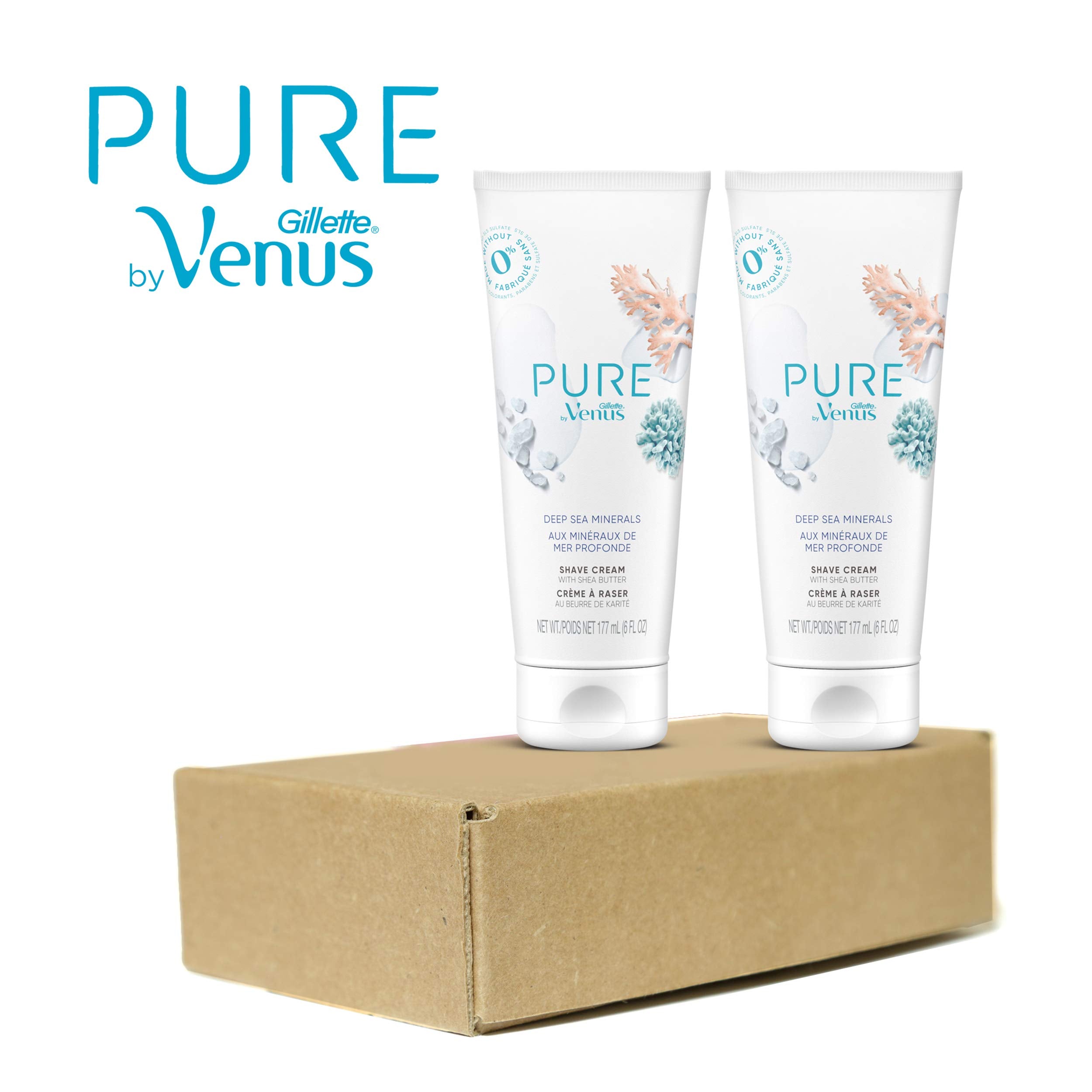 Gillette Venus Pure Crème de rasage Beurre de karité pour nourrir la peau.