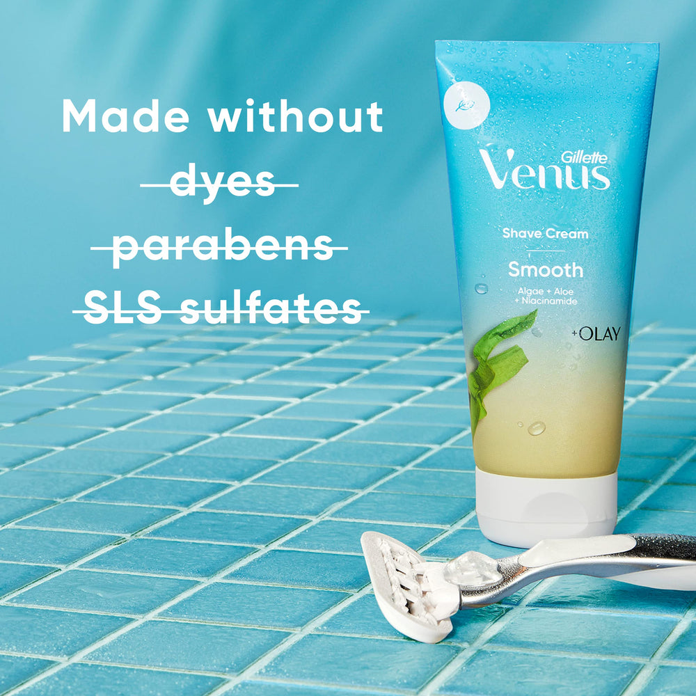 Gillette Venus Smooth Plus Olay – algues et aloe pour nourrir la peau.