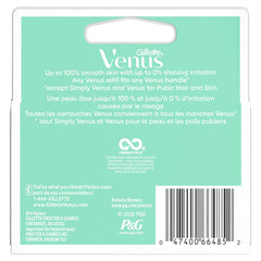 Cartouches Gillette Venus Smooth Sensitive à lames douces pour un rasage doux.