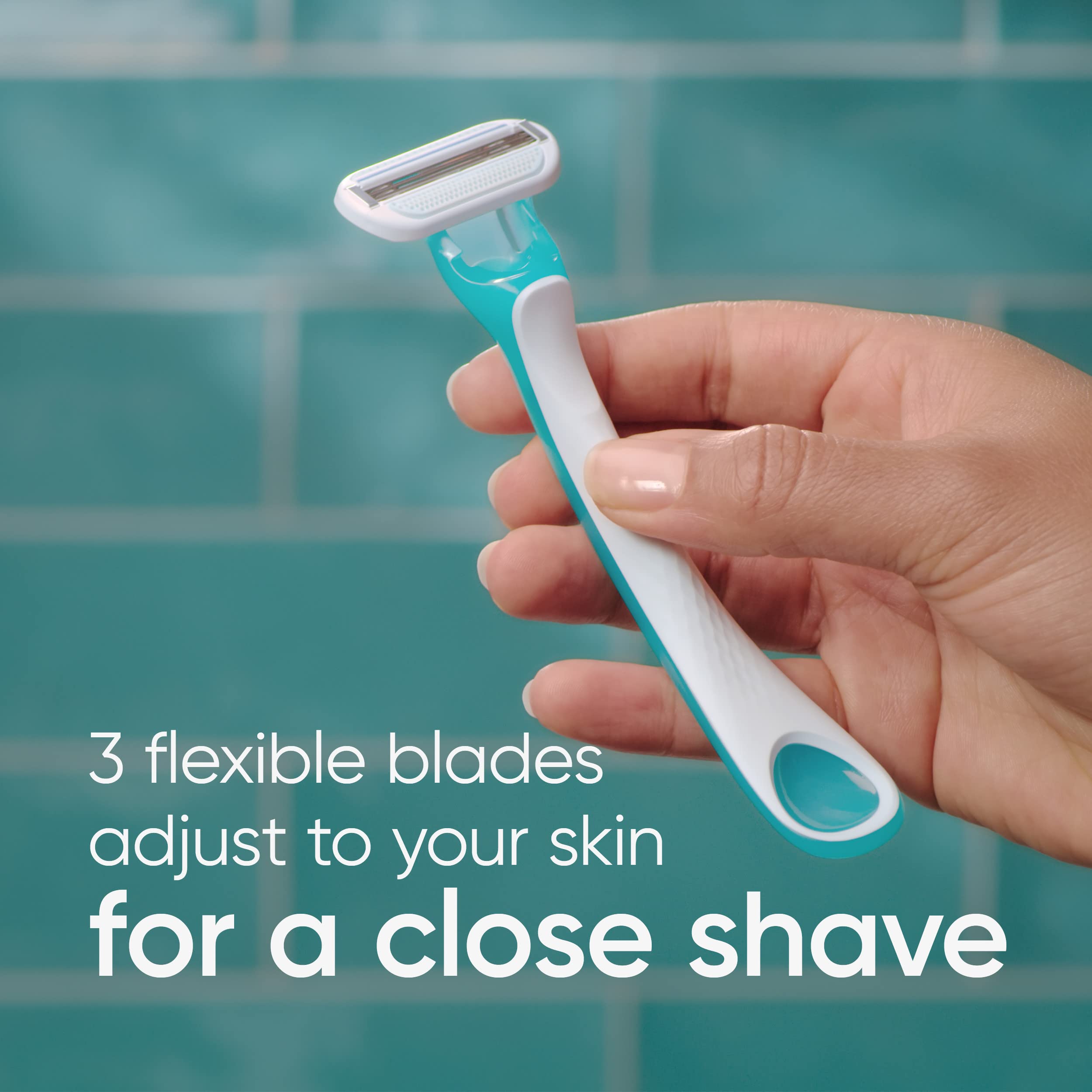 Tête pivotante des rasoirs Gillette Venus Tropical pour atteindre les zones difficiles.