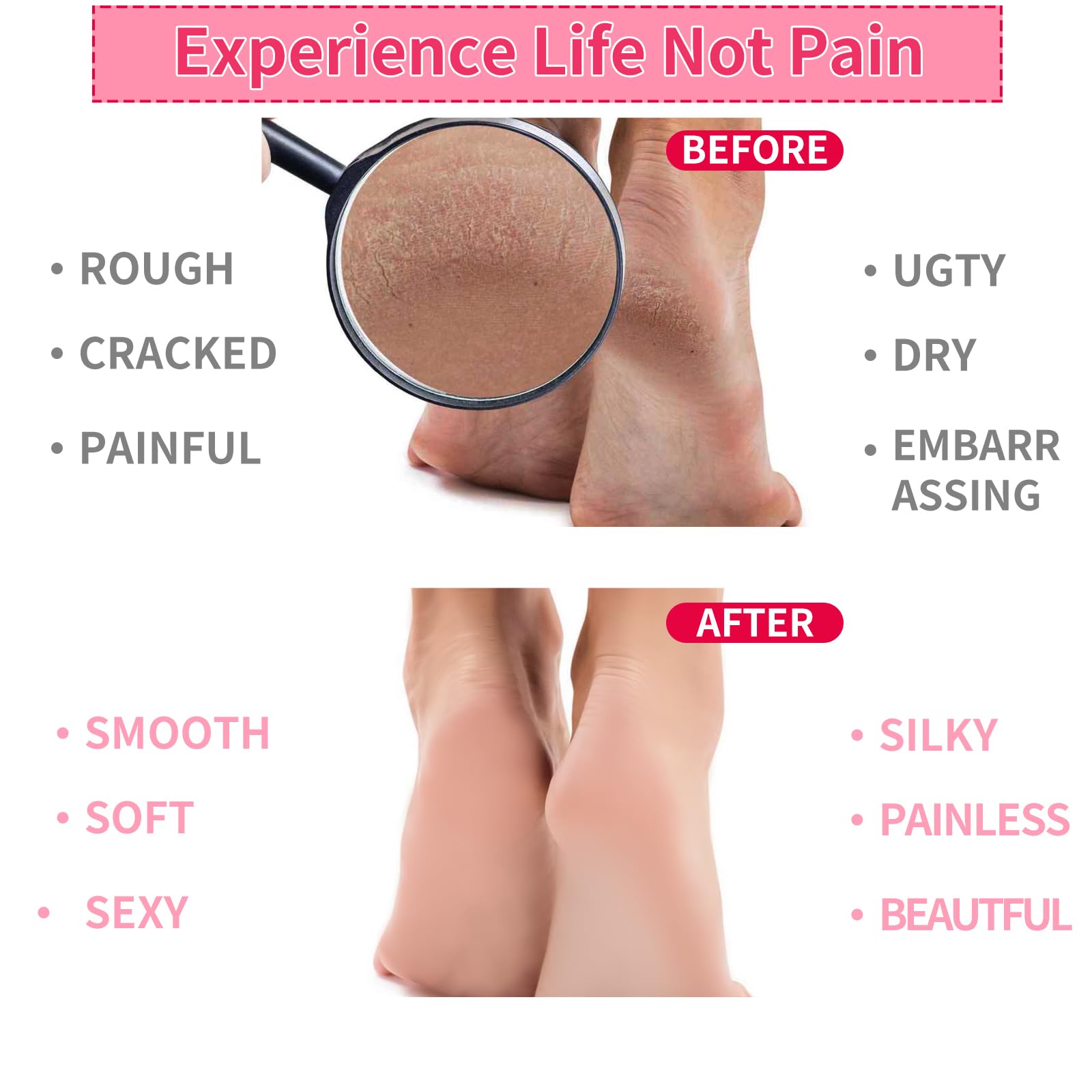 Deux paires disponibles en rose et vert, idéal cadeau soin des pieds.