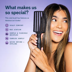 Brosse GIMME BEAUTÉ Forme Courbée, contact cuir chevelu plus confortable.
