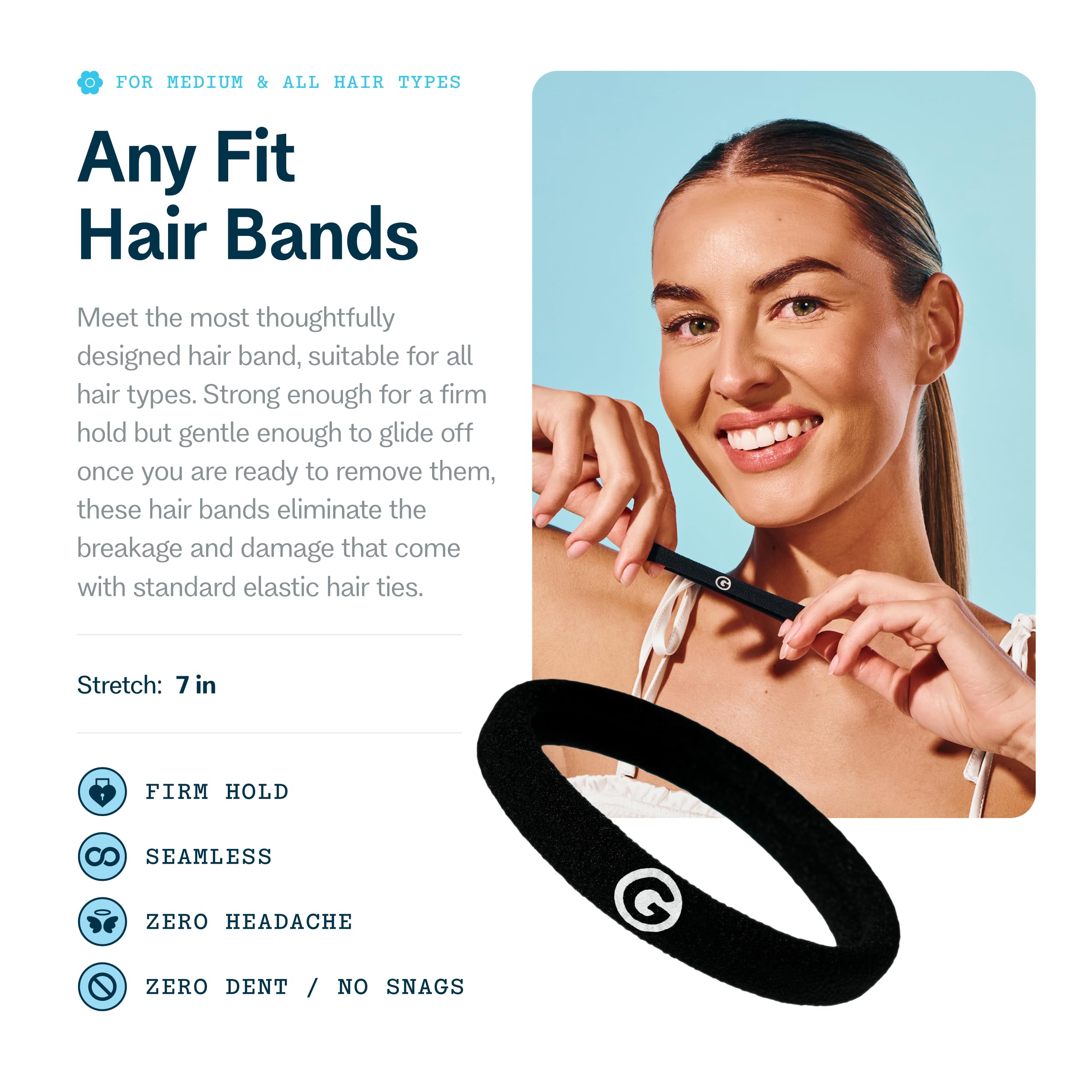 Gimme Beauty bandes-cheveux seamless nylon-spandex: élasticité durable pour tous types de cheveux.