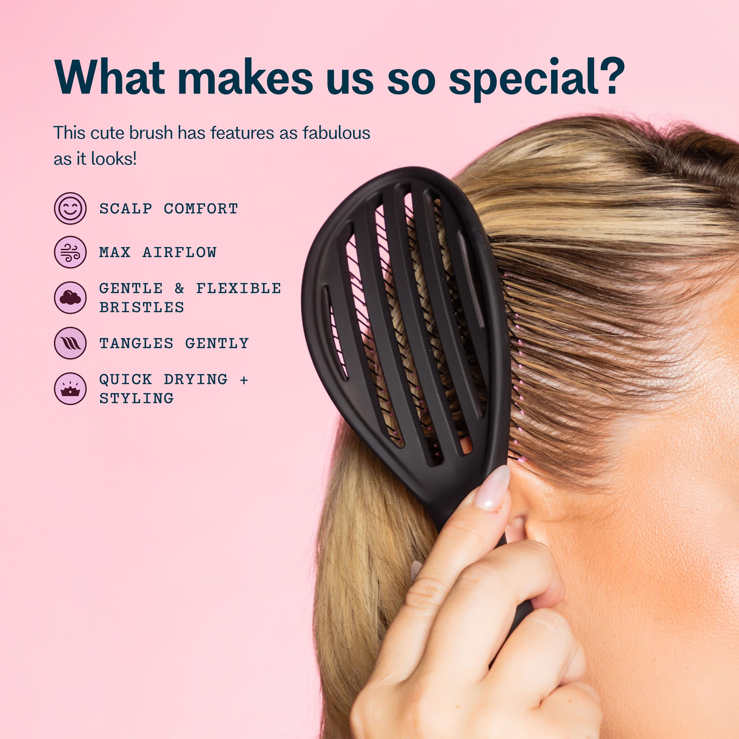 Brosse GIMME Beauty design courbe flexible s'adapte à toutes les textures capillaires