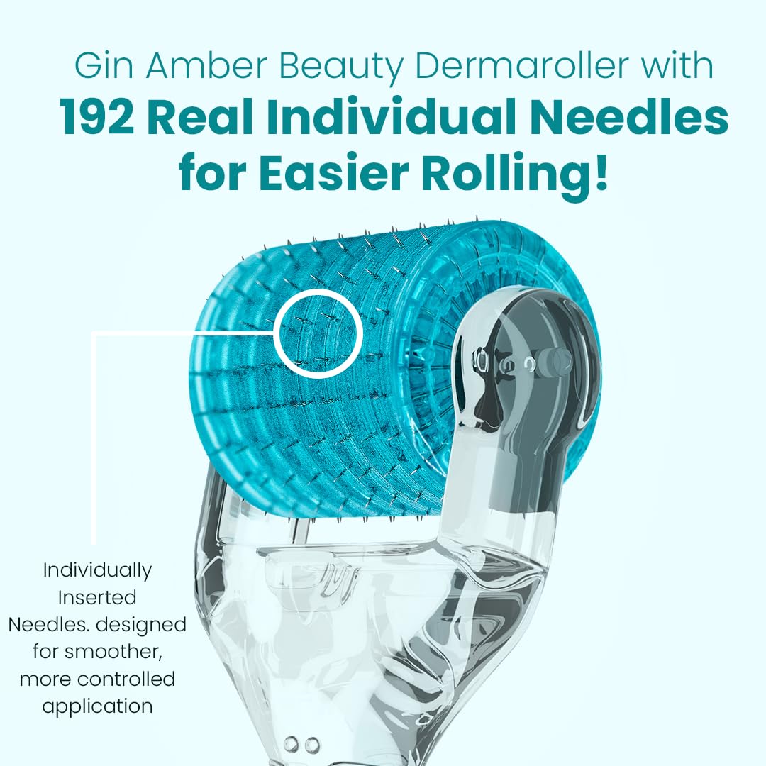 Gin Amber Beauty Derma Roller – design ergonomique pour un roulement doux et confortable.
