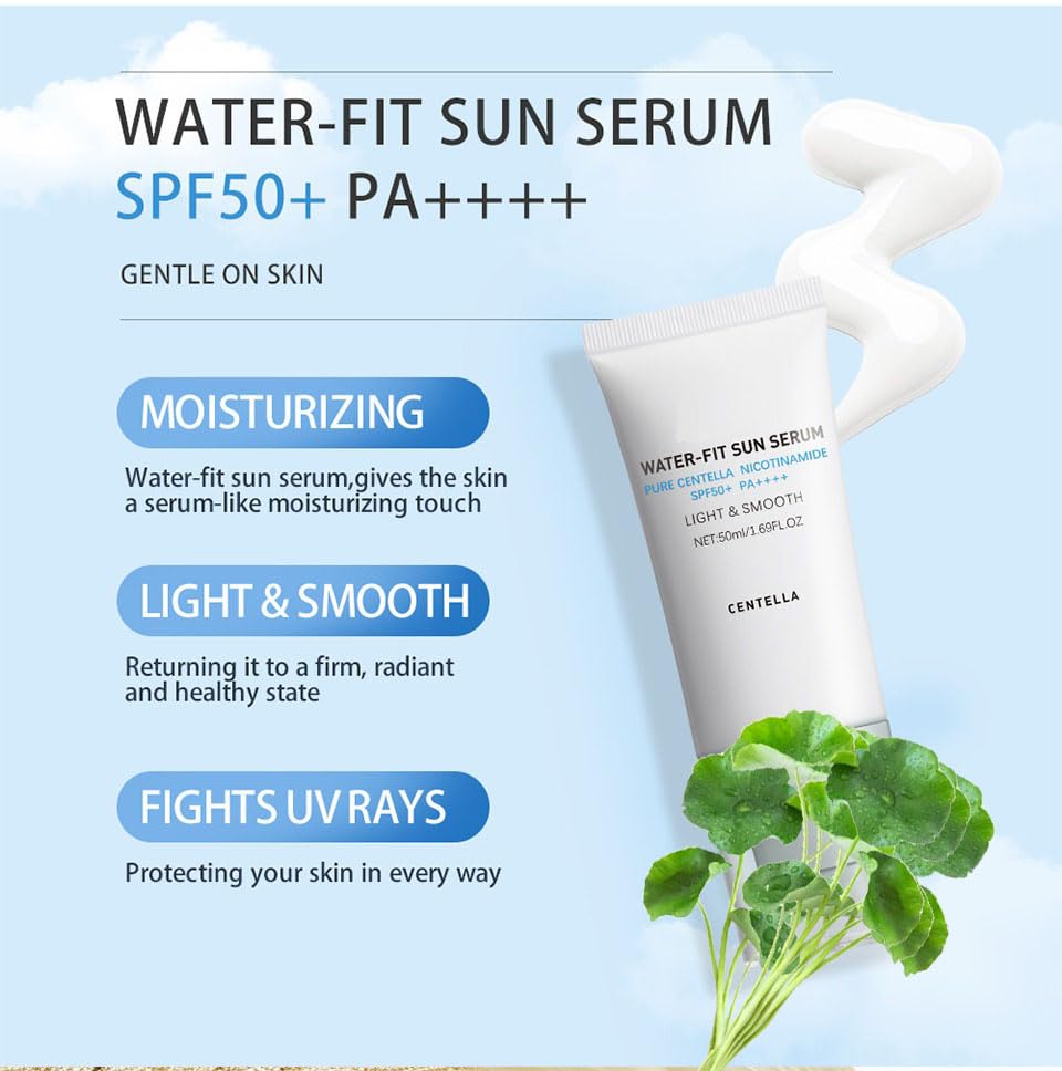 Ginaday Centella crème solaire SPF50, application facile sur le visage.