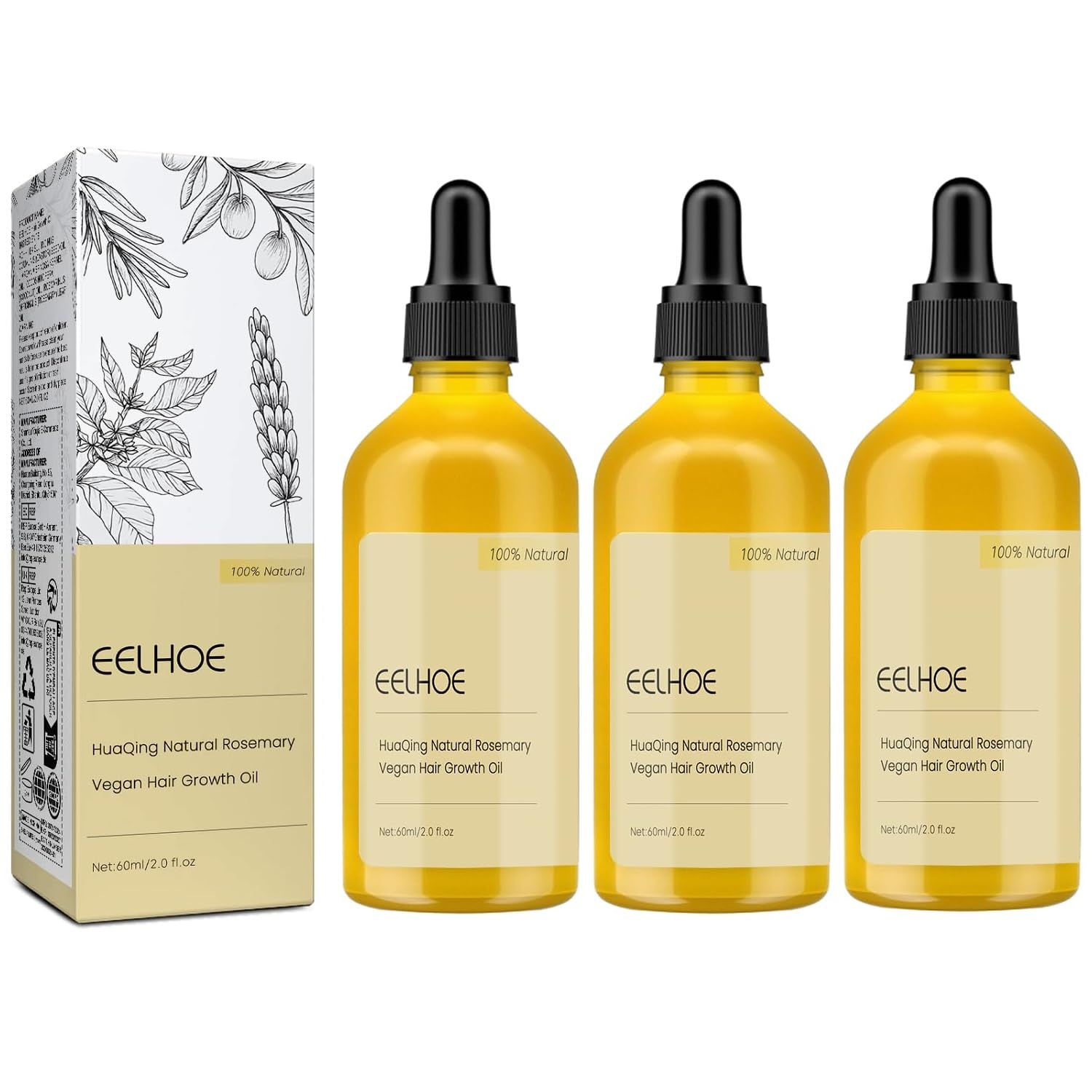 Ginaday Eelhoe huile croissance cheveux - bouteille montrant sa formulation naturelle pour la nutrition capillaire