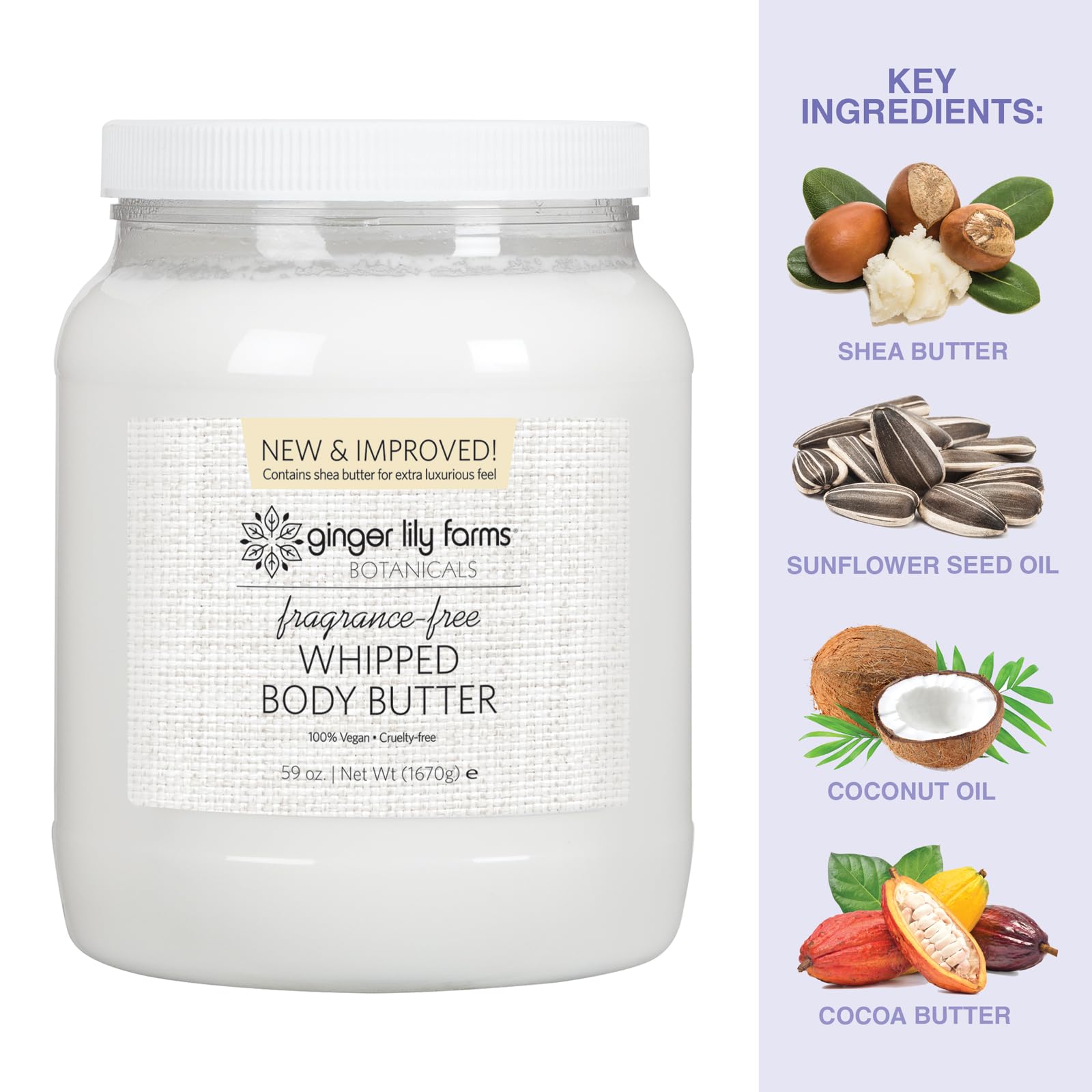 Ginger Lily Farms Beurre corporel fouetté – ingrédients naturels nourrissants