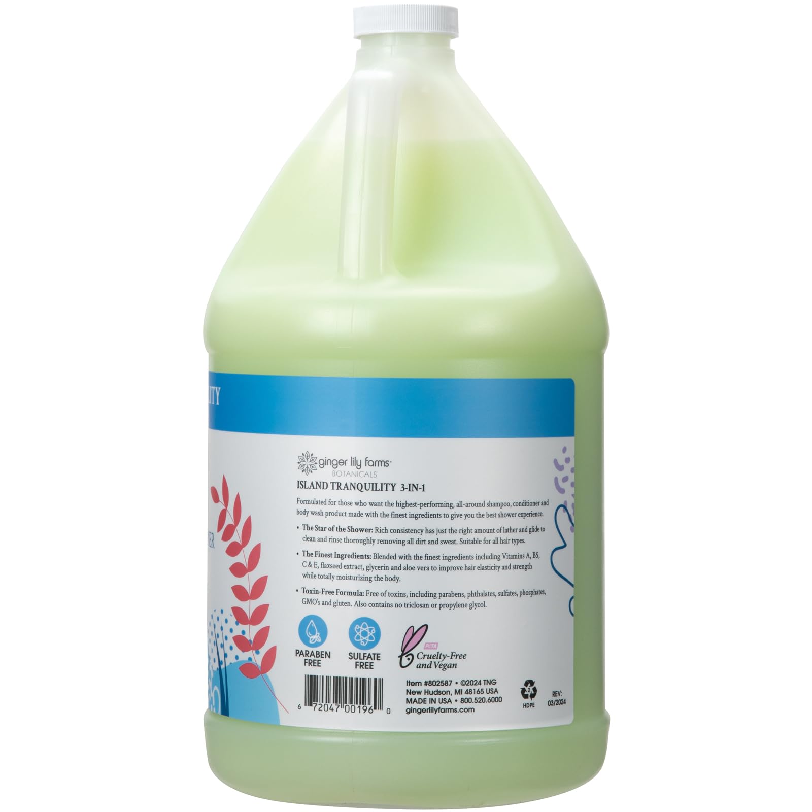 Ginger Lily Farms Ile Tranquillite: mousse riche pour lavage efficace et agréable.