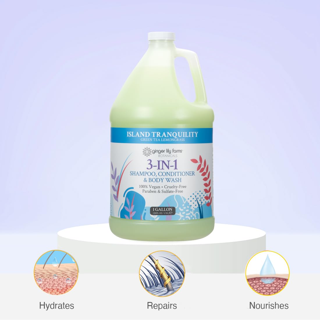 Ginger Lily Farms Ile Tranquillite: recharge galon pour re9duction des de9chets plastiques.