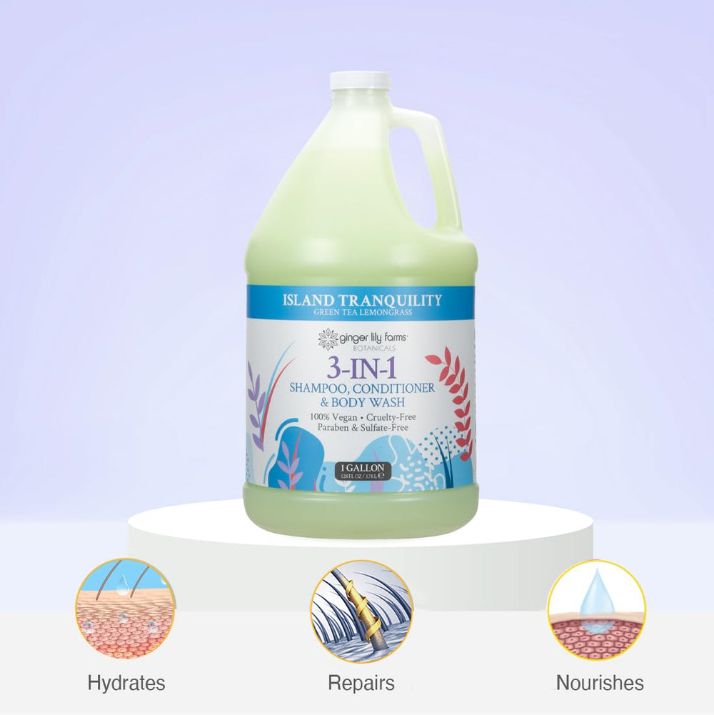 Ginger Lily Farms Ile Tranquillite: recharge galon pour re9duction des de9chets plastiques.