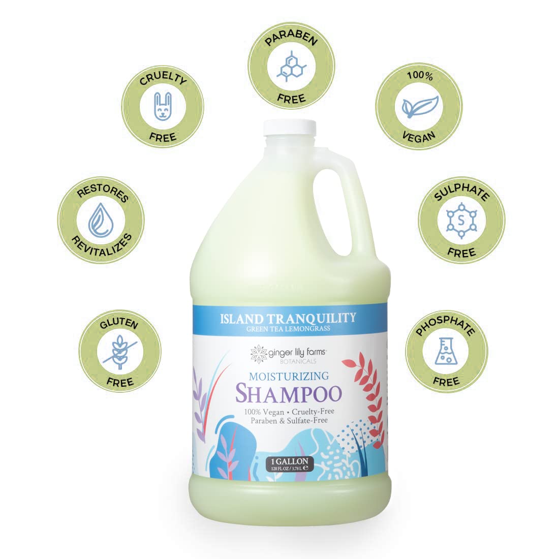 Mousse riche du Ginger Lily Farms Botanicals Island Tranquility Shampoo, cheveux plus soyeux.