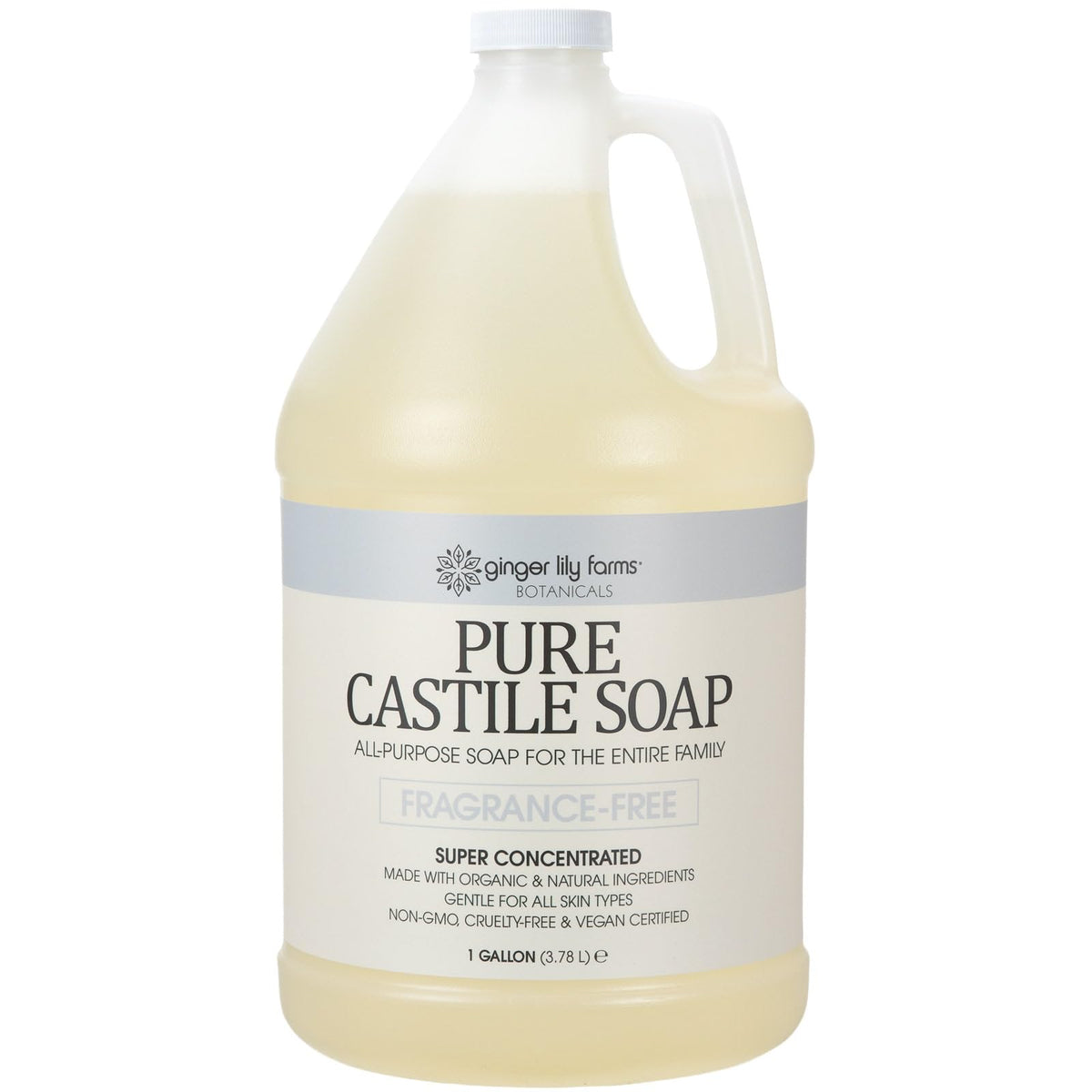 Ginger Lily Farms Botanicals – bouteille de savon Castile sans parfum, recharge pratique.