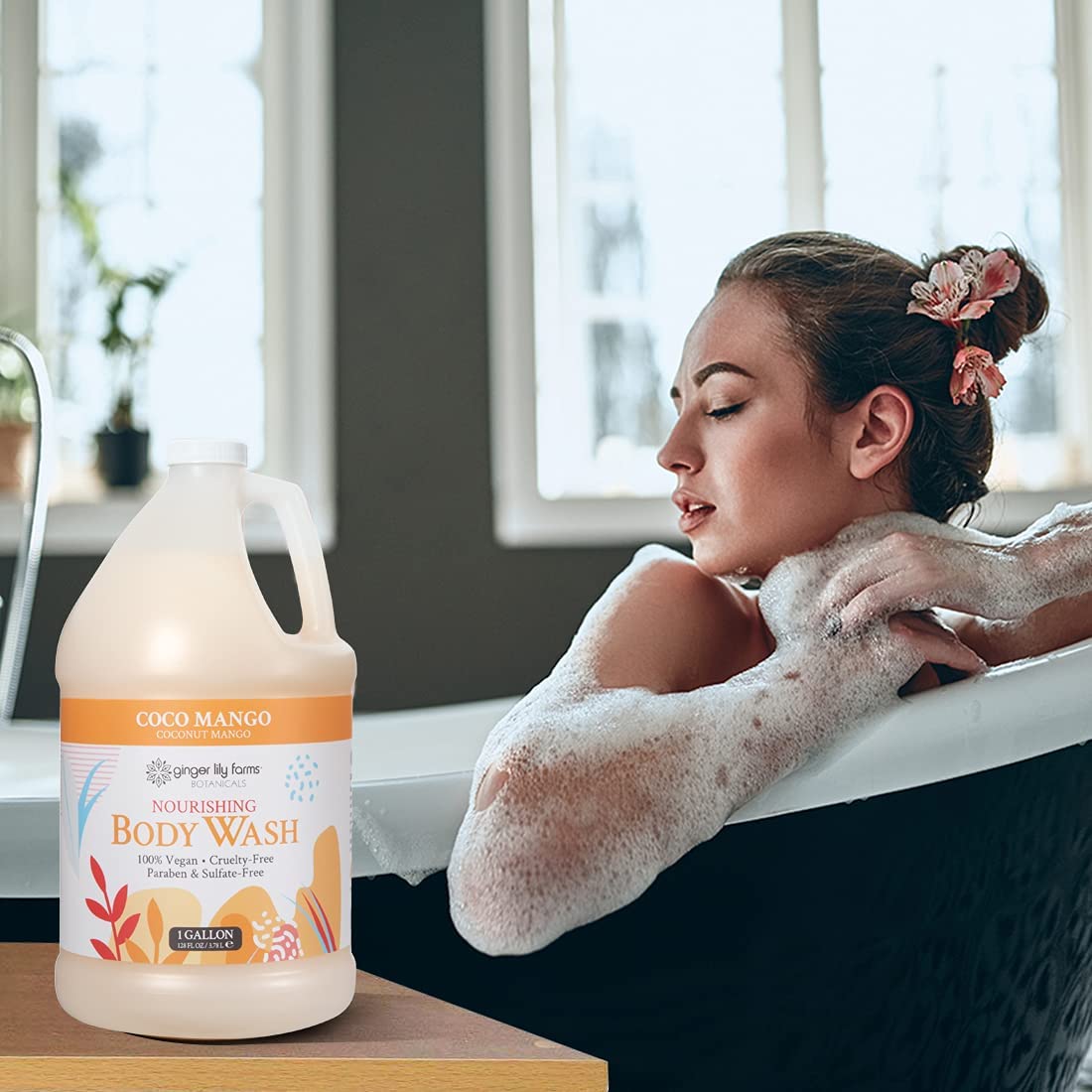 Utilisation Spa Douche Ginger Lily Farms Botanicals: routine bien-être à la maison