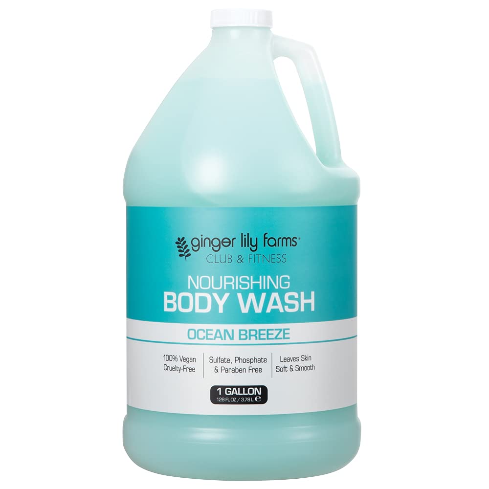 Flacon Gel douche Ginger Lily Farms Brise Océan, parfum frais après l'entraînement.