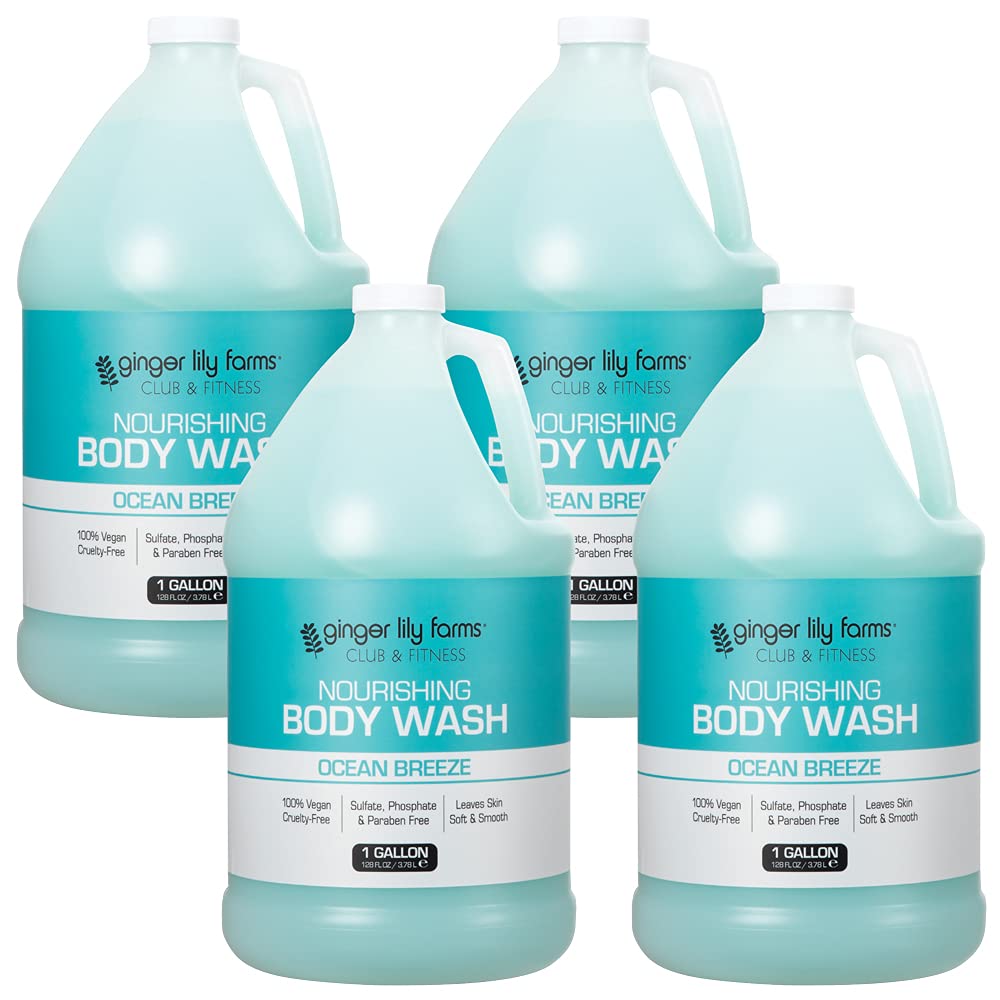 Gel douche Club & Fitness Ginger Lily Farms en flacon, lavage quotidien doux et nourrissant.