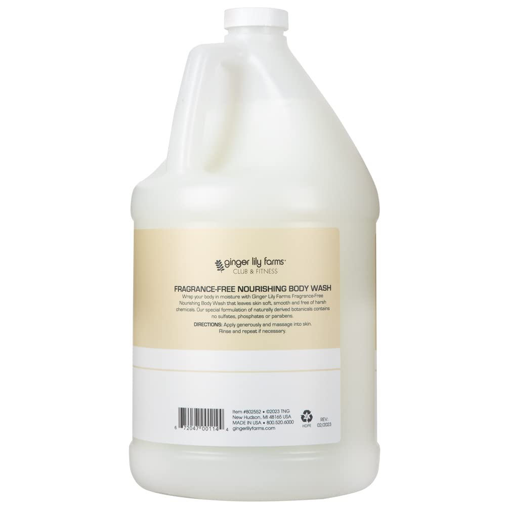 Versement pratique du gel douche Ginger Lily Farms pour les distributeurs en club.
