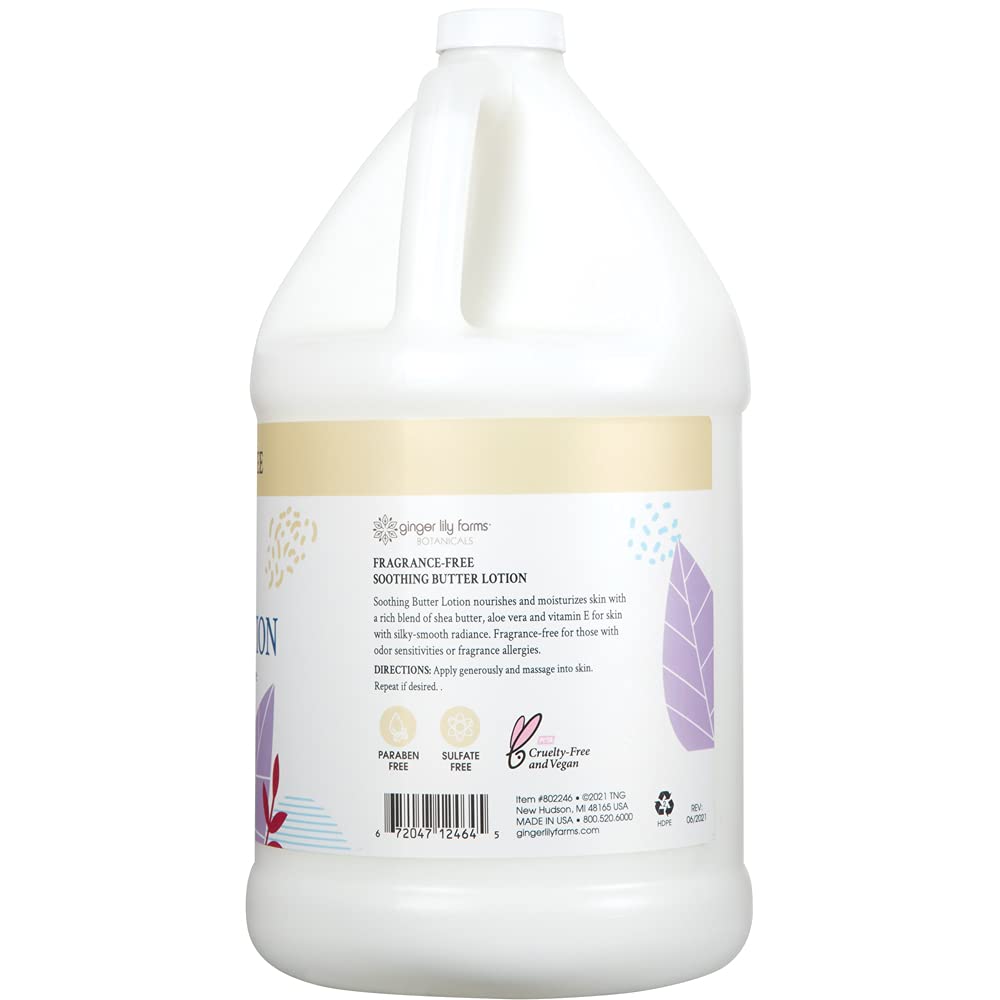 Ginger Lily Farms Lotion beurre karité et vitamine E pour hydratation profonde.
