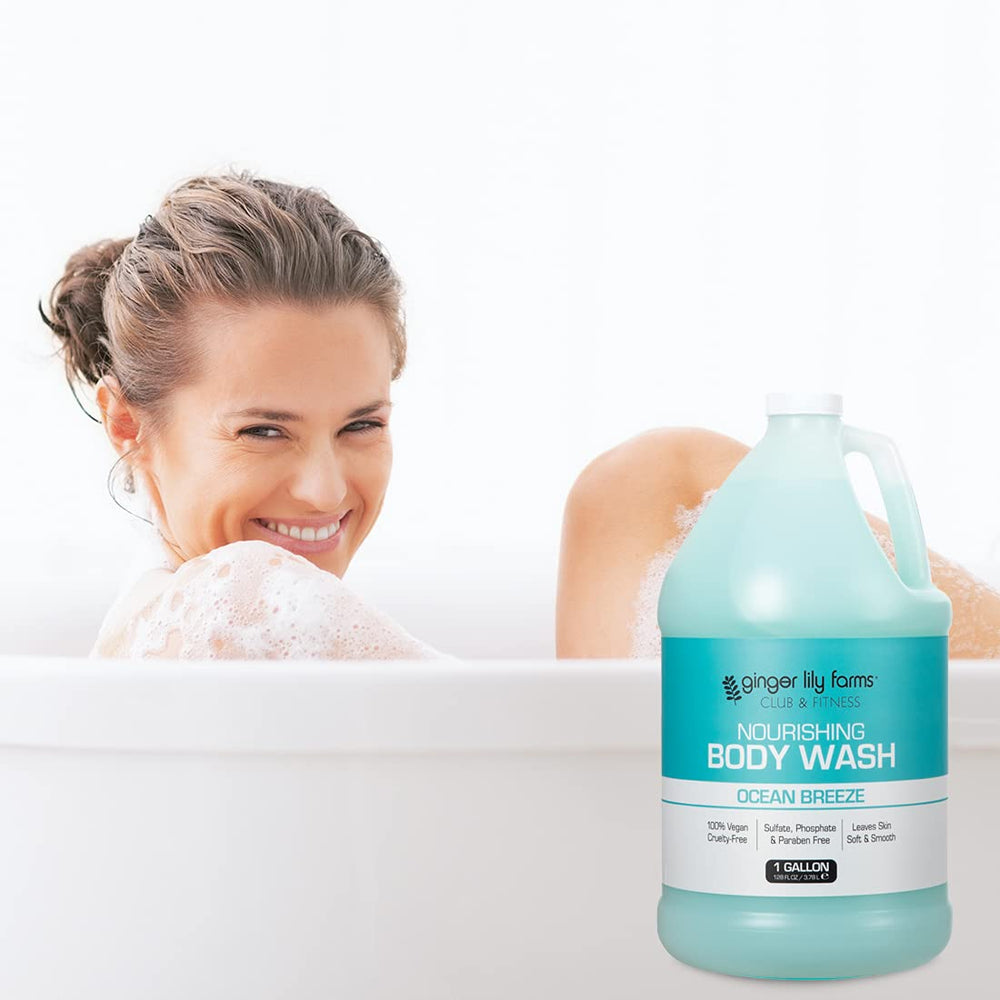 Pack recharge Ginger Lily Farms de 4 galons, pratique pour les salles de douche.