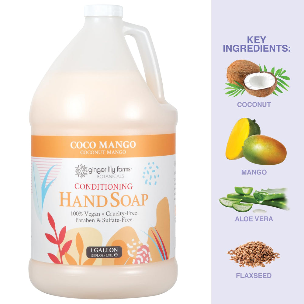 Mise en valeur en hôtel/spa avec le savon Coco Mango de Ginger Lily Farms.