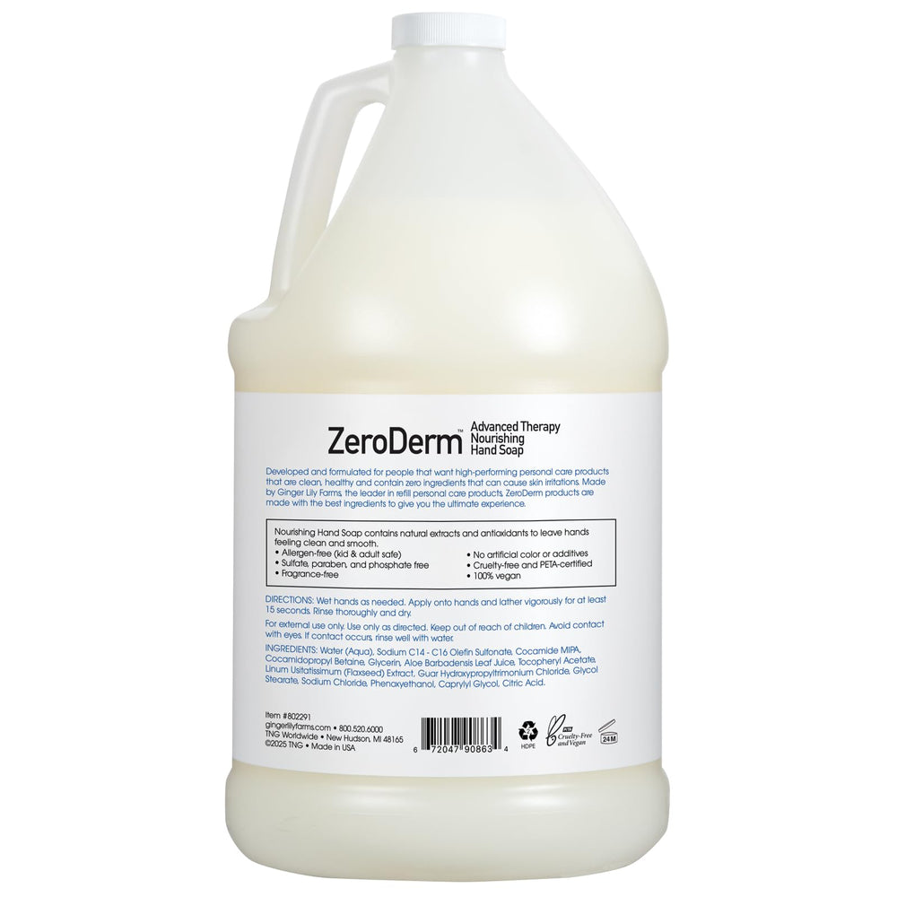 Savon Mains ZeroDerm sans parfum de Ginger Lily Farms, douceur sûre pour peaux sensibles