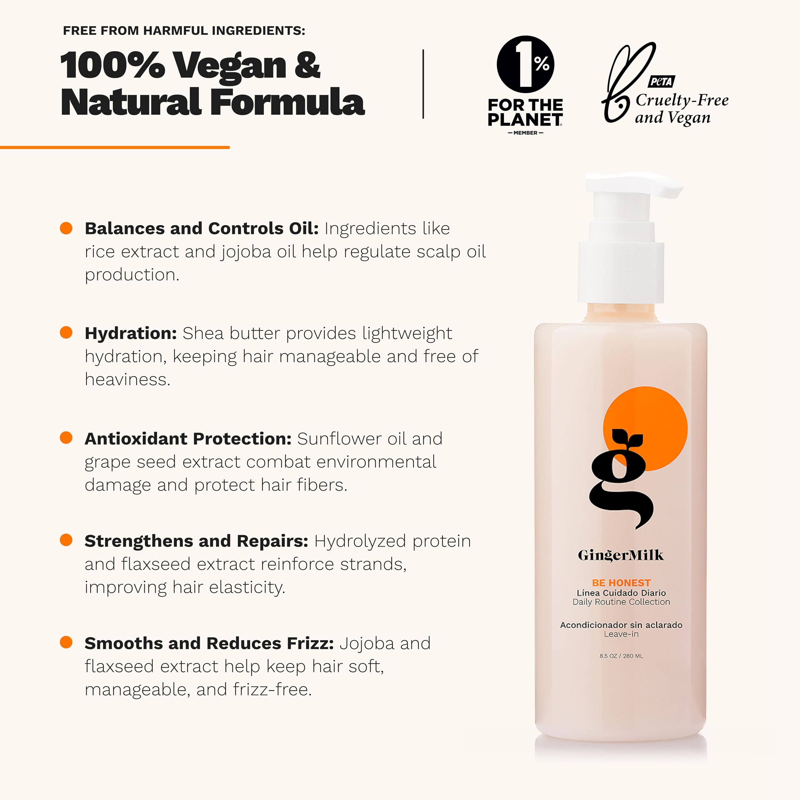 Ginger Milk Natural Care brillance hydratation sans alourdir les cheveux