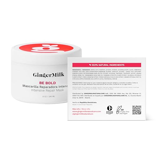 Ginger Milk Natural Care: texture du masque, application fluide pour cheveux abîmés.