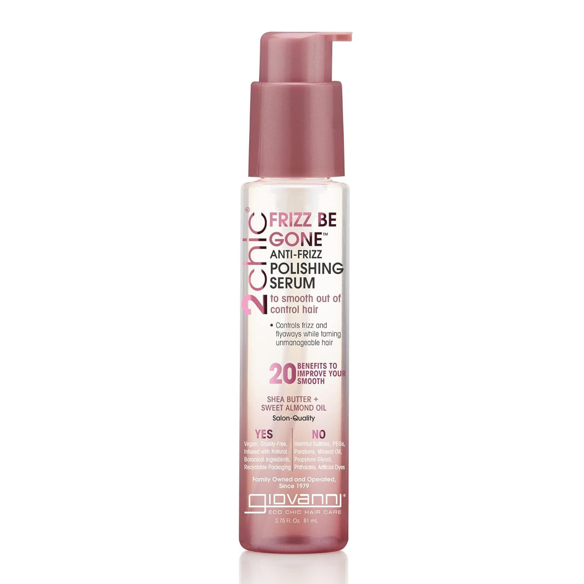 GIOVANNI 2chic Frizz Be Gone flacon anti-frisottis et brillance.