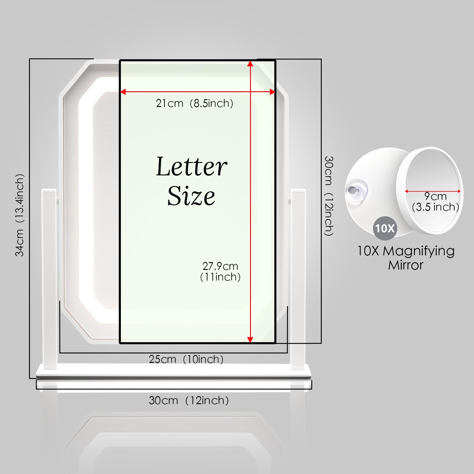 GioeDa, miroir rotation 360 utilisation flexible sur bureau ou lavabo