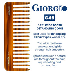 Giorgio G49 peigne démêlant pour cheveux bouclés, douceur et brillance.