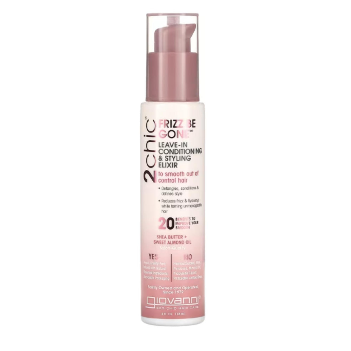 Bouteille GIOVANNI 2chic Elixir pour hydratation et douceur.